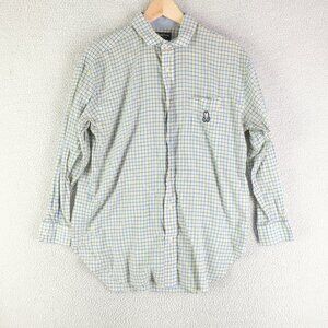 Psycho Bunny Shirt Mens 2 Medium Yellow Blue Button Up Long Sleeve